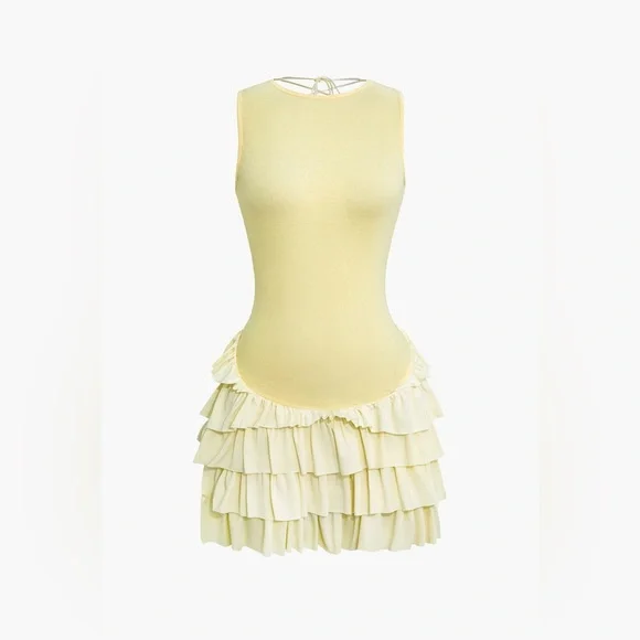 Micas | Dresses | Micas Lace Up Back Sleeveless Ruffle Hem Dress | Poshmark Micas | Dresses | Micas Lace Up Back Sleeveless Ruffle Hem Dress | Poshmark